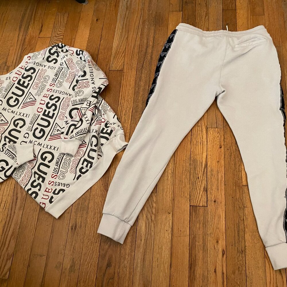 Guess White Sweatpants & Sweater w/ logos - Picture 2 of 5